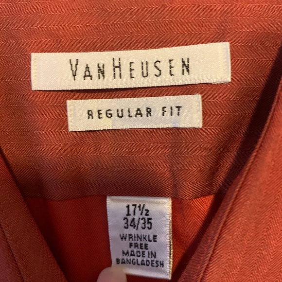 Van Heusen Mens Regular Fit Dress Shirt, 17 1/2, 34/35, Rust , Like New - Picture 8 of 14